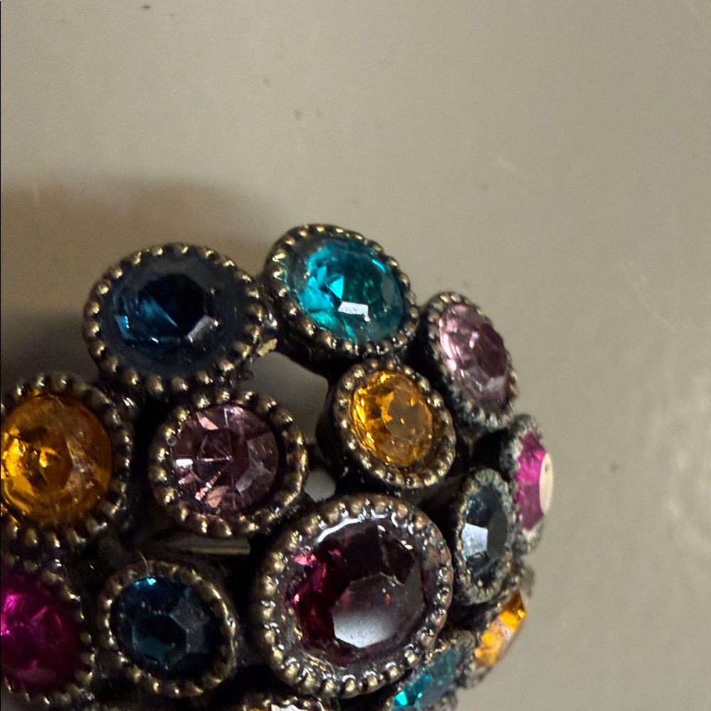 Vintage Avon Domed Clip On Earrings With Multicolored Stones Jewelry - Picture 11 of 13